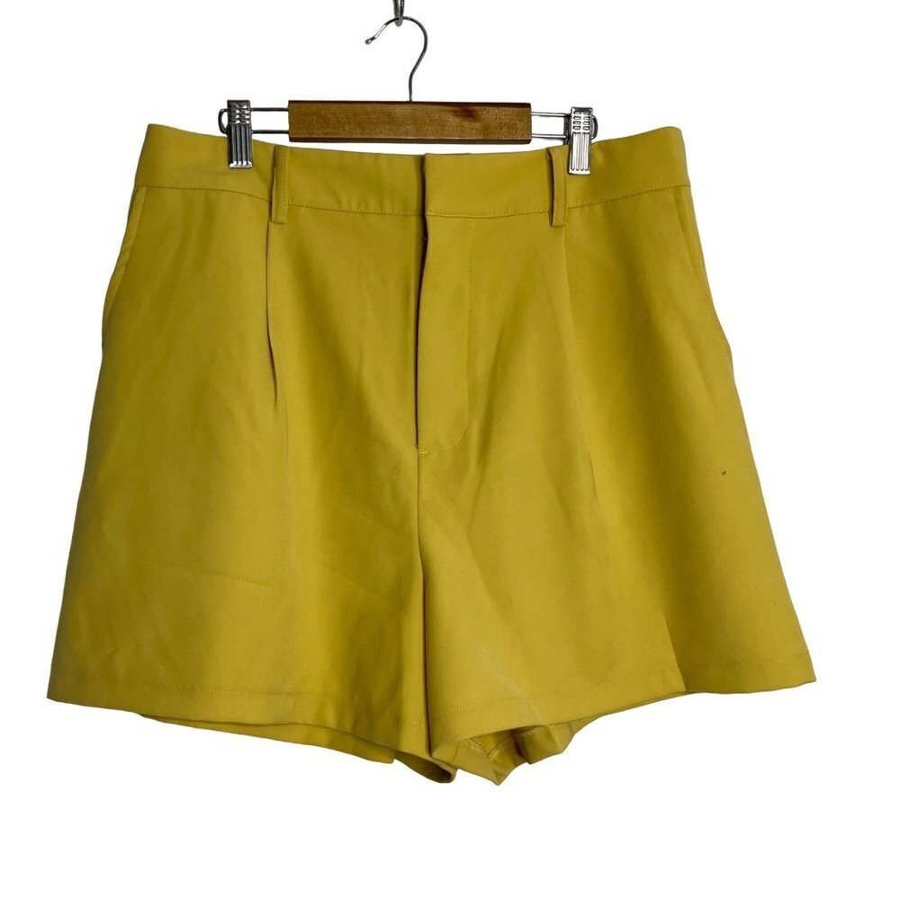 Avec Les Filles High Waisted Front Pleat Side Pockets Mustard‎ Yellow Size Large